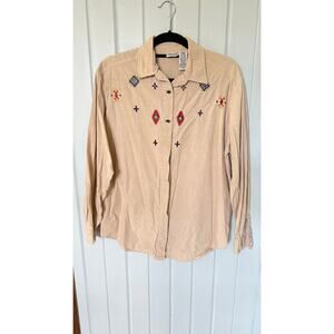 Vintage Cabin Creek Embroidered Western Down with Cactus Buttons (L)